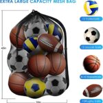 BROTOU Extra Large Sports Ball Bag Mesh, Basketball Bags Team Balls, Adjustable Shoulder Strap, Team Work Ball Bags for Holding Soccer, Football, Volleyball, Swimming Gear (30” x 40”) (1PCS)