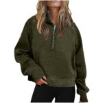 Half Zip Up Hoodie For Women Trendy 2023 Fall y2k Outfits Oversized Long Sleeve Hooded Sweatshirt Pullover