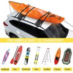 The Soft Roof Rack Pads for Kayak/Sup/Paddleboard/Canoe/Snowboard/Windsurfing, Universal Surfboard Racks for Car Include Tie-Down Straps, Block Surf Racks Suit Cars, SUV, Trucks