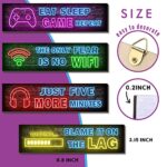 4 Pcs Printed Neon Gaming Posters, Teen Boys Room Decorations, gamer wall art Decor for bedroom Wooden