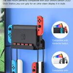 ZAONOOL Wall Mount for Nintendo Switch and Switch OLED, Metal Wall Mount Kit Shelf Stand Accessories with 5 Game Card Holders and 4 Joy Con Hanger, Safely Store Switch Console Near or Behind TV, Black