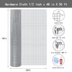 Thinkahead Hardware Cloth 1/2 Inch 48 X 50 ft 19 Gauge, Chicken Coop Wire Fencing, Hot Dipped Galvanized Wire Mesh, Hardware Cloth for Chicken Coop, Rabbit Cages, Garden, Small Rodents Screen Fence