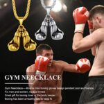 Richsteel Fitness Boxing Gloves Necklace Stainless Steel Jewelry for Men Sport Fans Hip Hop Pendant with 22” Wheat Chain