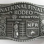 Hesston 2023 National Finals Rodeo Belt Buckle, Adult Cowboy Buckle 3 3/4″ x 2 3/4″