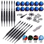 WIN.MAX Darts Plastic Tip – Soft Tip Darts Set – 12 Pcs 18 Gram with 100 Extra Dart Tips 12 Flights Flight Protectors and Wrench for Electronic Dart Board