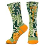 ChalkTalkSPORTS Lacrosse Woven Mid-Calf Socks | Lax Stick Head | Woodland Camo