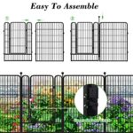 Jhsomdr Decorative Garden Fence 8 Pack Metal Panels Fences 40in(H) x18ft(L) with Lockable Gates Temporary Fencing for Yard,Patio,Landscape,Flower Bed Edging Border,Animal Barrier for Dog,Black