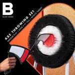 BLACK SERIES Axe Throwing Set, Includes 3 Blunted-Edge Plastic Axes, Collapsible Stand, Bristle Target, 4 Feet Tall, Safe for Indoor & Outdoor Play, Fun Sports Activity, Toss Game for Adults & Kids