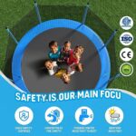 EMKK 12FT Trampoline for Kids with Safety Enclosure Net, Basketball Hoop, Ladder, Round Outdoor Recreational Trampolinec in Family Backyard,Outdoor Trampolines for Boys and Girls