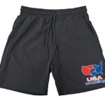 Men’s USA Wrestling Map F159 Gray Athletic Nylon Running Workout Shorts Medium