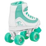Roller Derby Firestar Youth Girl’s Quad Roller Skates, White/Mint, Size 03