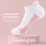 cuangya Ankle Socks Women Running No Show White Socks Athletic Low Cut Cushioned Pink Socks 5-Pairs