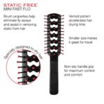Cricket Static Free MINI Fast Flo Vent Hair Brush for Travel, Blow Drying, Styling and Detangling for Long Short Thick Thin Curly Straight Wavy All Hair Types, (Black) 2-Pack, Value Set