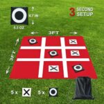 Giant Tic Tac Toe Bean Bag Toss – Outdoor Camping Yard Games for Kids Adults Family – Large Portable Lawn Backyard Games
