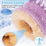 MoKo Toddler Mittens Snow Gloves – Warm Coral Fleece Toddler Gloves with Linking Buckles Waterproof Non-Slip Ski Gloves Snow Mitten for Skiing Snowboarding Outdoor Activities, Taro Purple