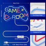 Aclorol Game Room Neon Sign for Wall Decor Gaming Room Decor for Boys Men Cave Colorful LED Sign Neon Lights for Gamer Game Zone Bedroom Gaming Accessories for Room Setup Christma Gifts USB Powered