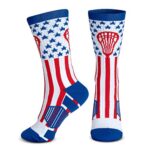 ChalkTalkSPORTS Lacrosse Youth Woven Mid-Calf Socks | Patriotic | Red/White/Blue