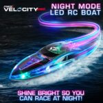 Force1 Velocity Pro LED RC Boat – Underwater RC Speed Boat, Remote Control Boat for Pools and Lakes, Mini RC Boat LED Lights, 2.4GHZ Remote Control Boats for Adults and Kids, 2 Rechargeable Batteries