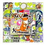 50PCS Tennis Stickers,Cartoon Tennis Waterproof Water Bottles Laptop Decals for Skateboard Phone Luggage Journal Decoration,Cute Tennis Vinyl Stickers for Kids Teens Adults