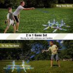 Outdoor Yard Games for Adults and Family, Giant Tic Tac Toe Board Bean Bag and Ring Toss Game Glow in The Dark with Led Lights for Backyard Lawn Camping Party