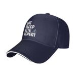 Eat Sleep Kite Kitesurfer Kiteboarder Kitesurfing Gifts Trucker Hat Snapback Hat Baseball Cap for Men Women Adjustable Navy Blue