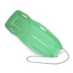 Slippery Racer Downhill Xtreme Flexible Adults and Kids Plastic Toboggan Snow Sled for up to 2 Riders with Pull Rope and Handles, Green