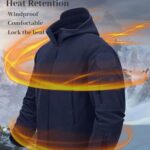 TACVASEN Tactical Hoodie for Men Jacket Winter Warm Mens Fleece Jacket Full Zip Bearskin Hoodie for Men Windproof Hunting Navy