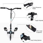 AODI Swing Scooter for Kids, 3 Wheels Foldable Wiggle Scooter Push Drifting with Adjustable & 2 Rear LED Wheels Kicks Scooter for Boys and Girls Ages 3-8