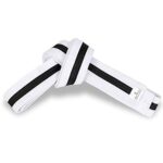MACS White with Colored Stripe Belt 1.75” wide Martial arts/Karate/Taekwondo (sz 0-8) (White with Black Stripe, 3)