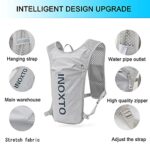 INOXTO Running Hydration Vest Backpack,Lightweight Insulated Pack with 1.5L Water Bladder Bag Daypack for Hiking Trail Running Cycling Race Marathon for Women Men (Light Gray)