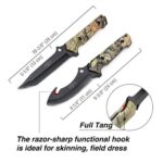Mossy Oak Fixed Blade Hunting Knife Set – 2 Piece, Full Tang Handle Straight Edge and Gut Hook Blades Game Processing Knife, Sheath Included