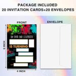 ZIIUFRN Neon Glow Roller Skating Birthday Invitations With Envelopes(4″ X 6″), 20 Sets Rollerblade Skating Teens Fill-In Birthday Party Personalized Invites For Boys Girls-b17