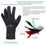 OMGear Neoprene Gloves Diving Wetsuit Gloves 3mm Glued Anti-Slip Flexible Thermal with Adjustable Waist Strap for Snorkeling Scuba Diving Surfing Kayaking Rafting Spearfishing Sailing (5mm Black, M)