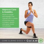 Gaiam Core Sliding Discs – Dual Sided Workout Sliders for Carpet & Hardwood Floor – Home Ab Pads Exercise Equipment Fitness Sliders for Women and Men, Grey/Black
