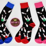 ARAD Novelty Bowling Socks for Men and Women, Crazy Sport-Themed Apparel (3-Pack)