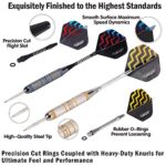 Darts Metal Tip Set – Steel Tip Darts Darts Set Professional Metal Darts Dart Board Set 12 Pcs 24 Gram 20 O-Rings Aluminum Darts Shafts 24 Extra Flights Darts Tool (Blue)