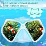 Seago Kids Swim Goggles with Nose Cover Snorkel Mask Scuba Diving Swim Mask Anti-Fog Tempered Glass, Panoramic Clear View Silicone Seal Snorkeling Gear Swimming Goggles for Kids 6-14 Boys Girls Youth