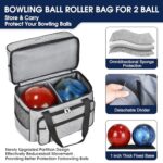 CAB55 Double Roller 2 Ball Bowling Bag with Separate Shoe Compartment, 2 Ball Bowling Bag with Wheels, (Up To US Men Size 16), and Multiple multifunctional accessory Pockets