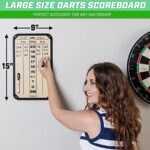 GoSports Dry Erase Steel Darts Scoreboard – Cricket and 01 Dart Games with 2 Magnetic Markers