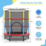 GYMAX Trampoline for Kids, 55” ASTM Approved Toddler Trampoline with All Round Enclosure Net, Safety Pad & Large Access, Indoor/Outdoor Mini Trampoline Rebounder for Backyard Apartment