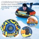 SULDUO 47” Heavy Duty Snow Tube with Premium Canvas Cover and 4 Foam Filled Handles, 2 Pack Inflatable Snow Sled for Kids and Adult, Thickened Hard Bottom Snow Tubes for Winter Outdoor Fun Sledding