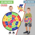 TEMI 29″ Large Dart Board for Kids, Boys Toys Dartboards with 20 Velcro Sticky Balls, Indoor & Outdoor Sport Fun Party Play Game Toys, Birthday Gifts for Boys Girls 3 4 5 6 7 8 9 10 11 12 Years Old