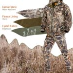 NEW VIEW Quiet Hunting Clothes for Men with 11 Pockets, Fleece-lined Water Resistant Camo Jacket and Pants