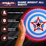 USA Toyz Stealth LED Flying Disc- Light Up Disc for Adults and Kids, 49 LEDs Glow in The Dark Disk, 2 LED Arm Bands, Sport Golf Ultimate Disc Outdoor Game Set, Waterproof Glow Hover Discs (Red/Blue)