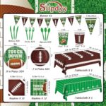 171PCS Football Party Supplies Kit Rugby Paper Plates Cups Napkins Spoon Fork knives Tablecloth Touchdown Party Decorations Tableware for 24 Guests for Football Game Super Bowl Party Birthday Party