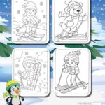 Skiing Coloring Book for Kids: 50 Amazing Skiing Colouring Pages for Boys and Girls Who Love Winter Sports with Cute Animals and Children…Perfect Holidays Gift for Skiing Lovers.