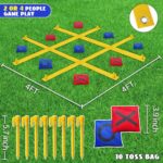 TRINEAR Giant Tic Tac Toe Strap Game, Tic Tac Toe Outdoor Games, 4 Ft x 4 Ft Portable Toss Across Game with 10pcs Bean Bag, Large Yard Lawn Backyard for Kids & Families, Camping Games for Adults