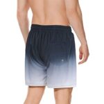 American Trends Mens Beach Short Summer Water Swimsuit for Men Swim Shorts with Compression Liner Bathing Suit Black Grey Gradient M