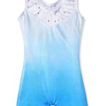 HOZIY Snowflake Diamond Leotards for Girls Gymnastics Outfits 5t Size 5-6 Embroidered