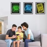 Neon Gaming Posters for Boys Room Decor, Boys Room Decorations for Bedroom, gamer wall art,Gamer, game console, Teen boy bedroom, game room, No Frames Set of 6 (8”X 10”)